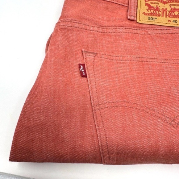 Levi’s 501 White Oak Cone Denim Jeans – Rare Red Coral W40 L32 Vintage - Picture 9 of 10